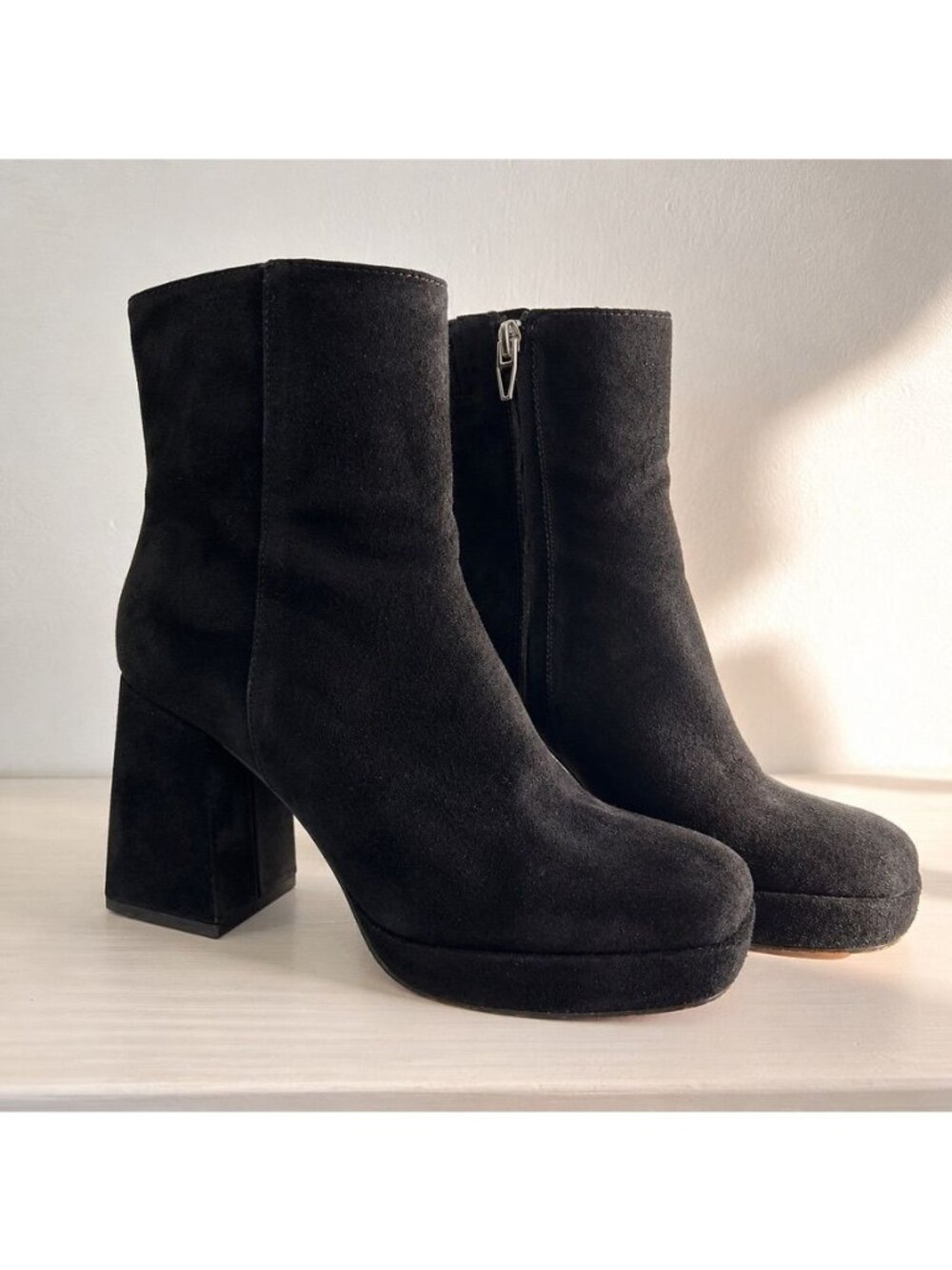 Y2K Dolce Vita Womens Size 7.5 Black Suede Ulyses Platform Bootie Indie Sleaze